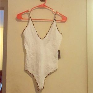 Express leopard trim bodysuit